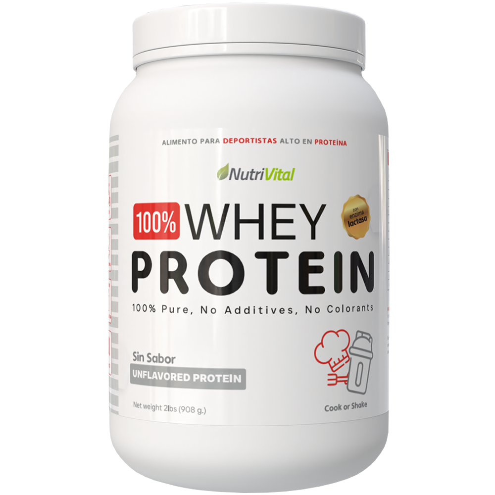 Chef Whey Protein de Nutrivital 2Lbs Sin Sabor para Cocinar con enzima Lactasa