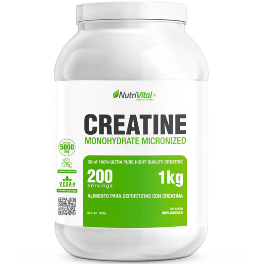 Creatina Monohidratada 1 Kg 200 Serv Micronizada de Nutrivital