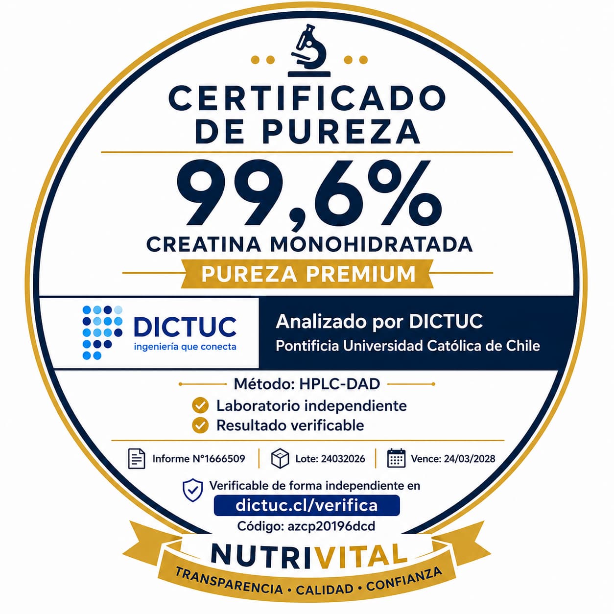 Creatina Monohidratada 300g Chile | 99,6% Pureza Certificada | Nutrivital