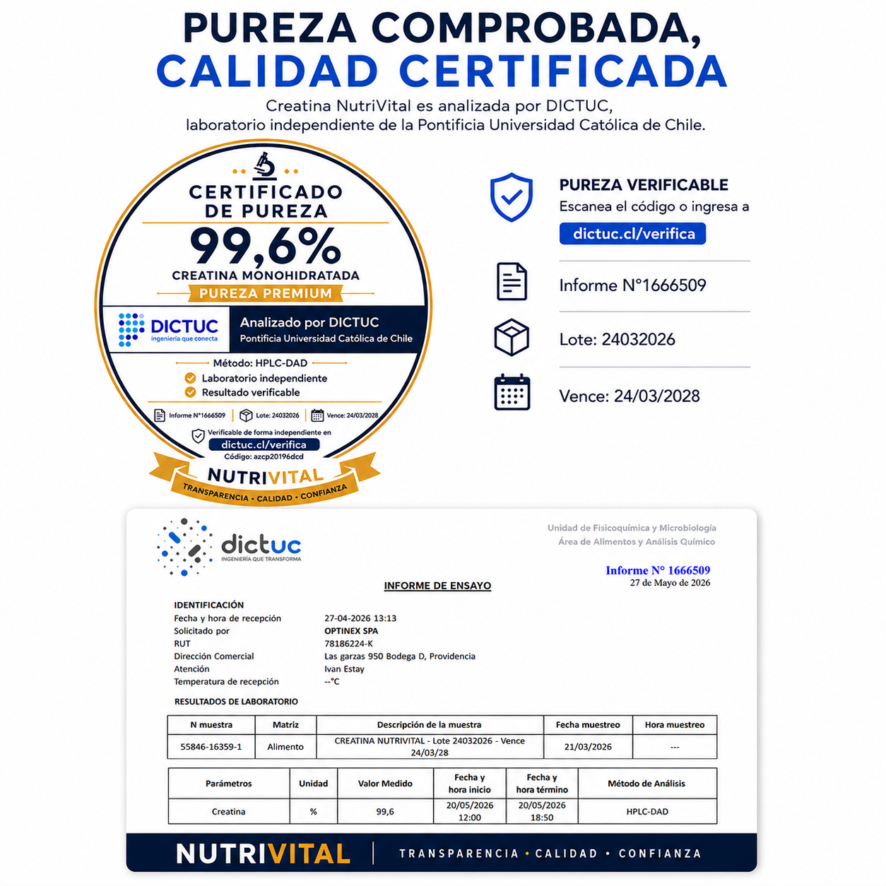 Creatina Monohidratada 300g Chile | 99,6% Pureza Certificada | Nutrivital