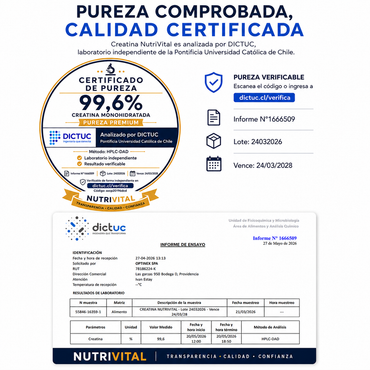 Creatina Monohidratada 300g Chile | 99,6% Pureza Certificada | Nutrivital