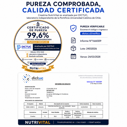 Creatina Monohidratada 300g Chile | 99,6% Pureza Certificada | Nutrivital